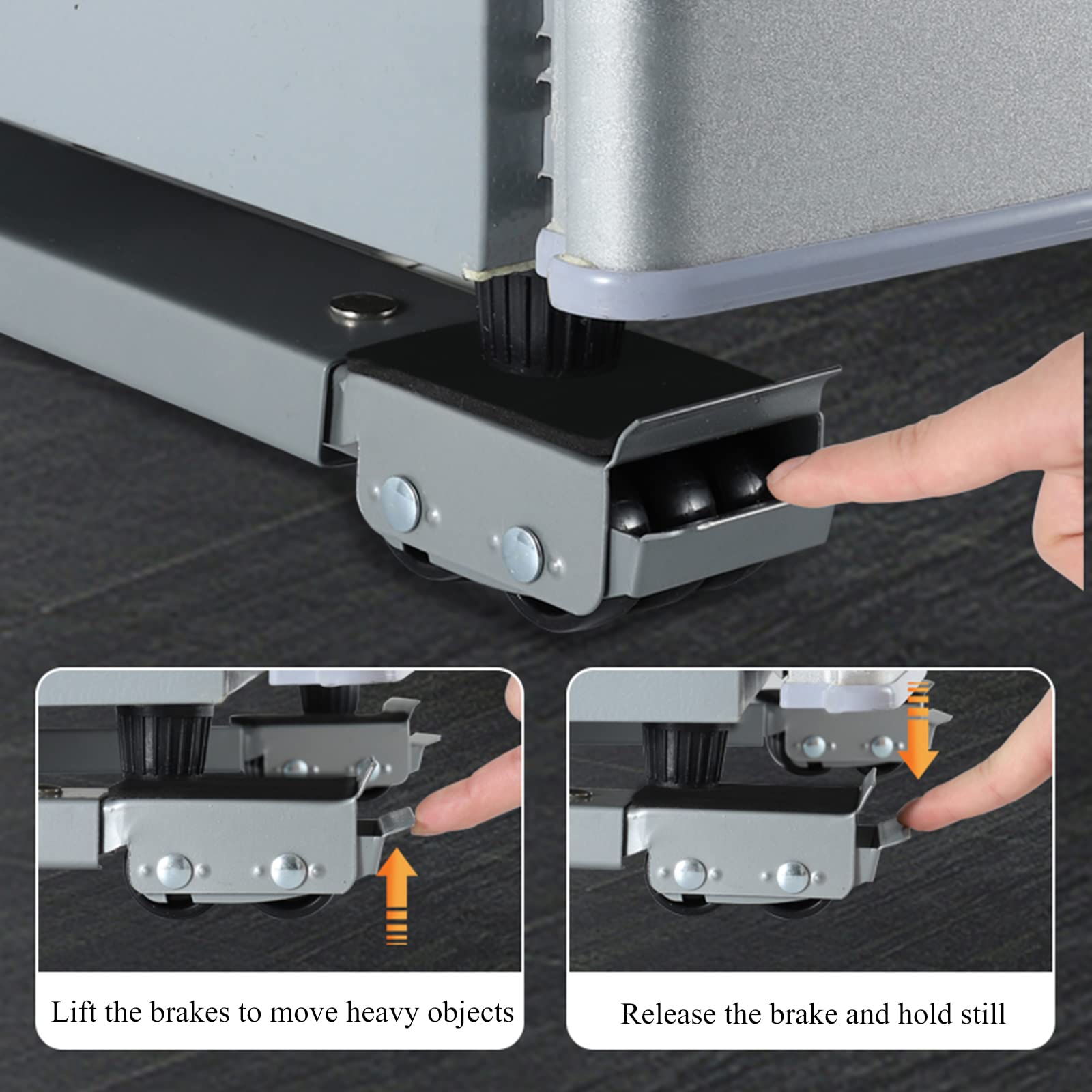 2-Piece Refrigerator Stand with Casters, Washing Machine Stand, Heavy-Duty Appliance Stand, Portable Washer-Dryer and Refrigerator Stand with Casters, Telescoping Appliance Casters with Brakes