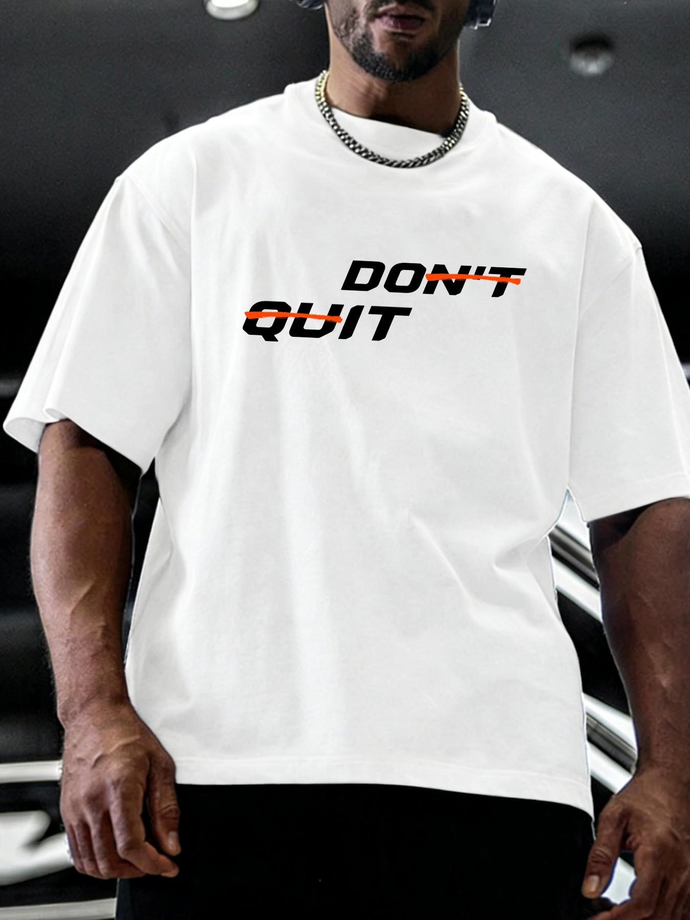 Men's Casual Sporty Short Sleeve T-Shirt, Fitness Print, Comfortable Daily Wear, Fashionable Basic, Versatile Essential