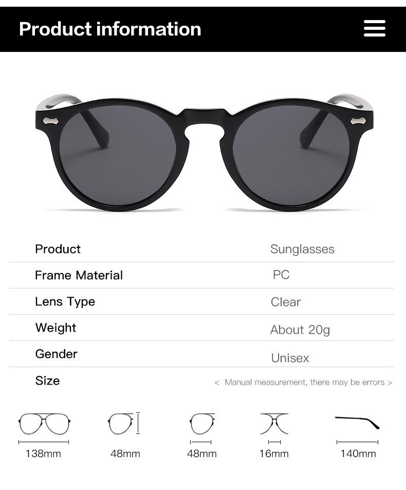 Retro Round Sunglasses Men Women Fashion Small Polarized Sun Glasses For Male Female Literary Vintage Shades Driving Eyeglasses Trendy Vintage Sunglasses