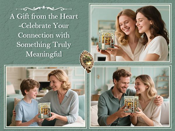 CUTEBEE DIY 3D Book Nook Kit Muse Bookstore – Miniature Wooden House Dollhouse, Handmade Creative Bookshelf Decor | Holiday, Christmas and Black Friday Gift for Adults