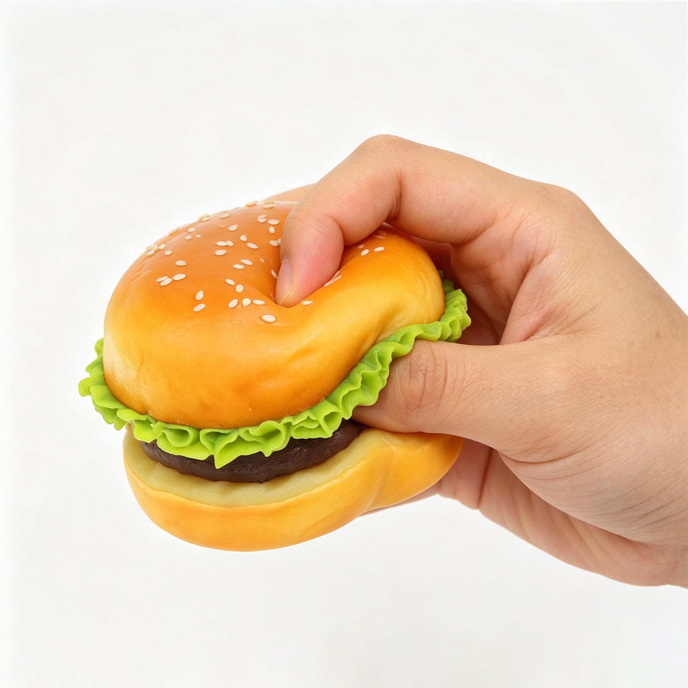 PU Simulation Hamburger Squeeze Toy Slow-Rebound Creative Sesame Bread Squeezeable Toy Food Model Gift