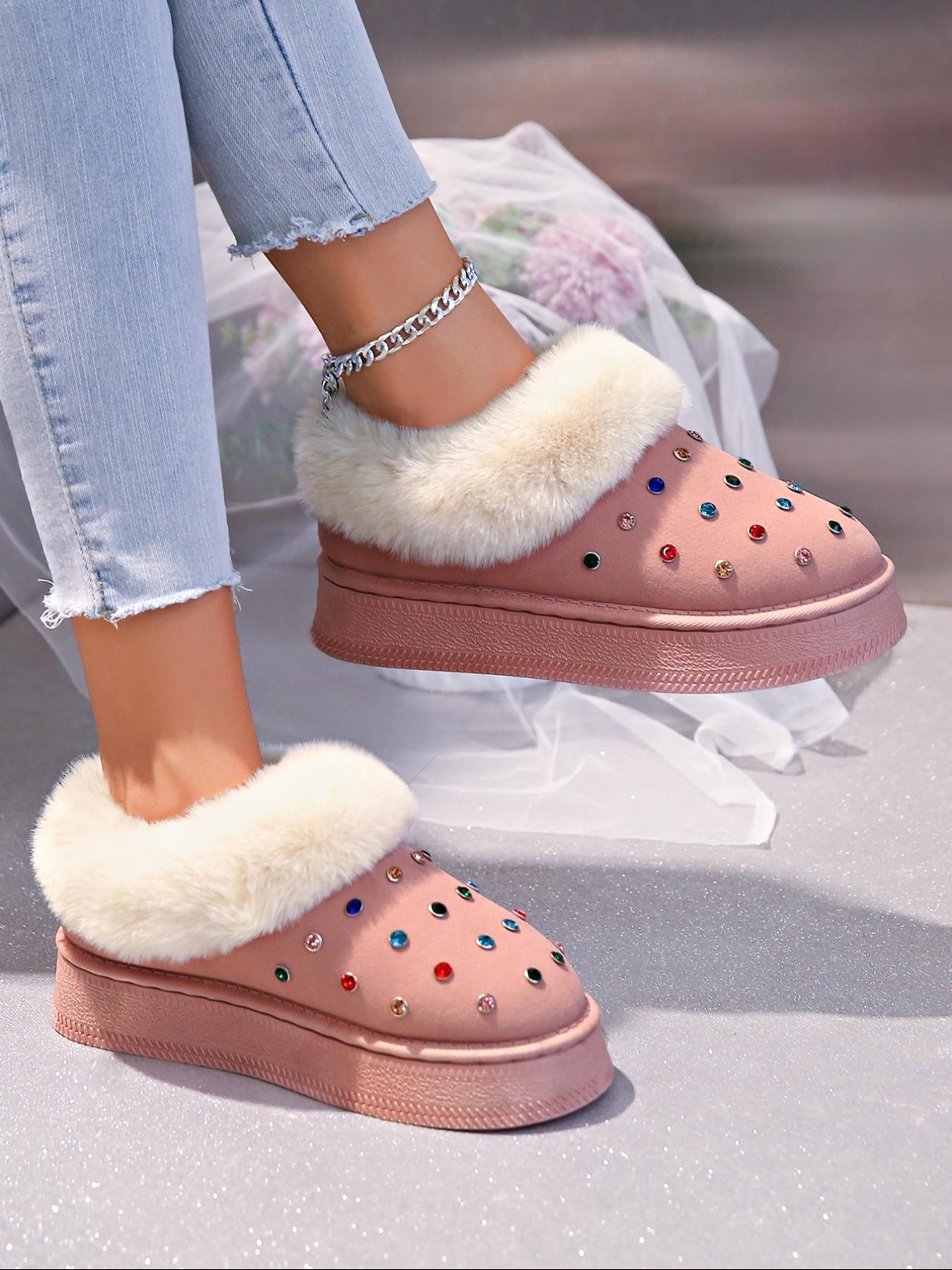 Women's Winter Casual Ankle Boots, Thick Sole Snow Boots, Warm Home & Outdoor Use, Fashionable Round Toe Short Boots, Winter Shoes