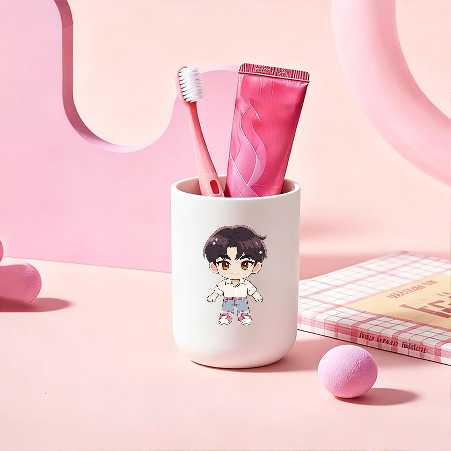 1pc mouthwash cup, cartoon pattern printing, durable bathroom toothbrush cup, wash cup, toothbrush holder, bathroom storage, bathroom water cup, brushing cup, Christmas Valentine's Day gift for students back to school (only cups are sold)