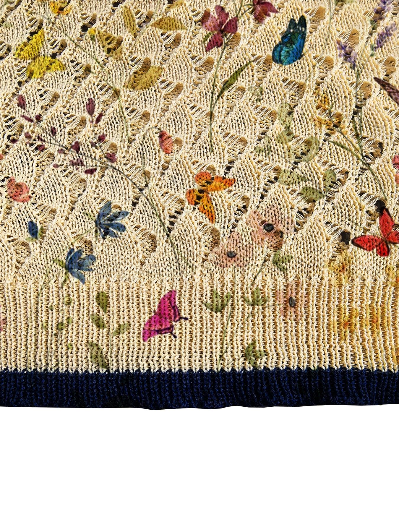 Women's Casual Butterfly Animal Floral Print Round Neck Vest Top, Loose-Fitting Short Knit Sweater Vest, Spring Summer Fall Fashion