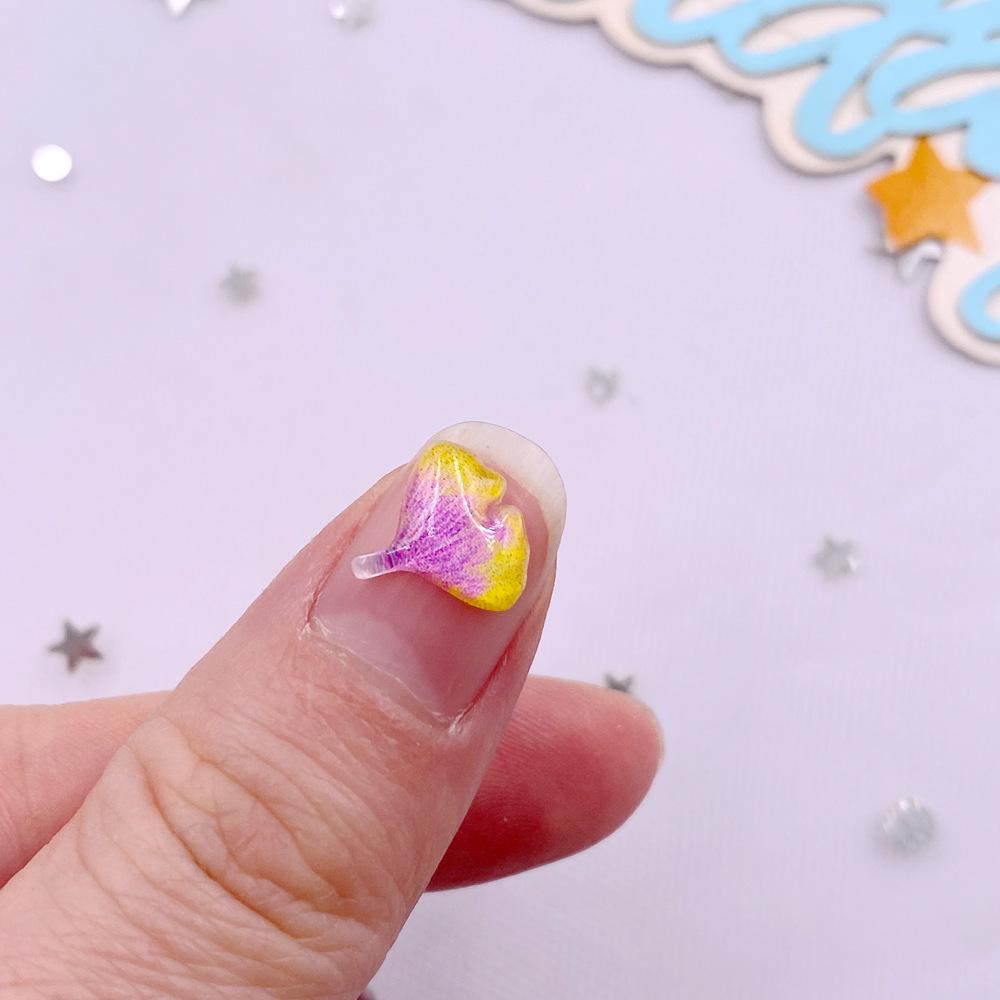 30pcs Mixed Resin Shiny Mini Crystal Colorful Maple Leaves Art Flat ...
