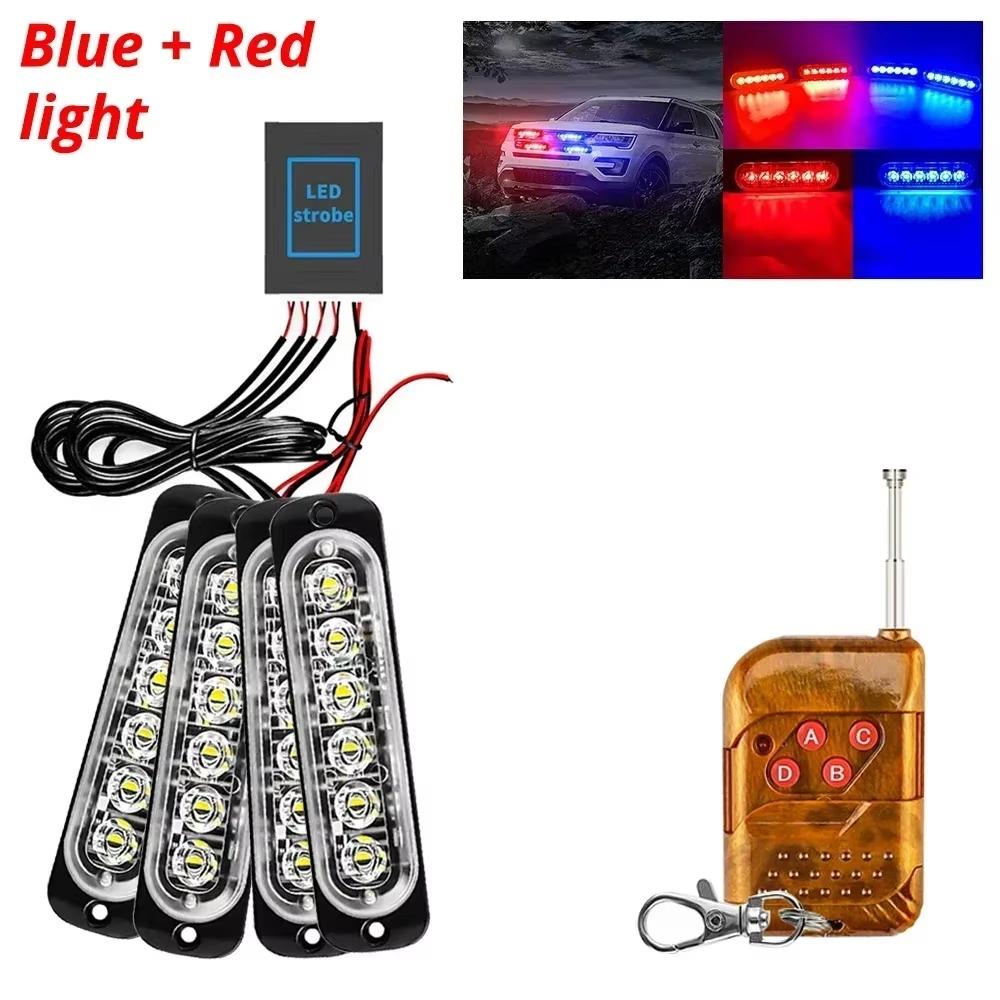 24 LED Strobe Light Wireless Car Emergency Flashing Light Car LED 12V-24V Trailer Truck Strobos Police Warning Light Auto Diode Lamp Strobe Car Lights