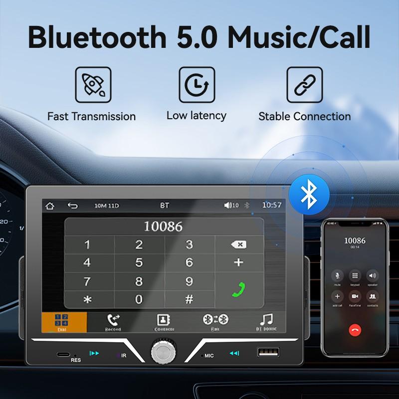7 Inch Carplay Car Display, Car Video Player, Supports Carplay & Android Auto, Bluetooth-compatible 5.0, USB, TF, Aux, Fm, Fits 1 Din Radio, 12V Voltage