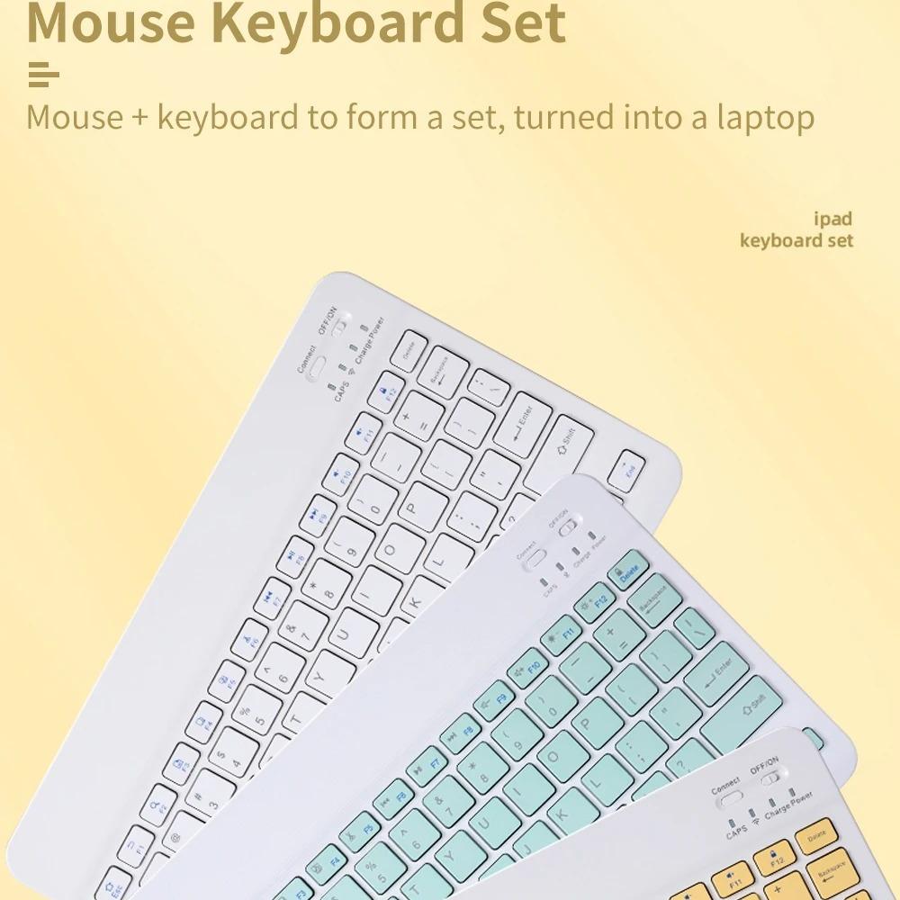 Slim Wireless Keyboard and Mouse for iPad/tablet(iOS/android/PC), Bluetooth-compatible Rechargeable, Ambidextrous Design, Portable Compact Combo