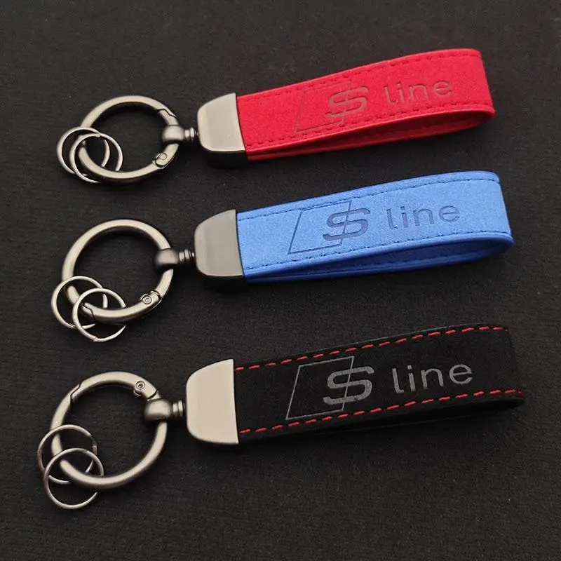 High Quality Leather Car Keychain For Audi Sline A3 S3 RS3 A4 S4 RS4 A5 S5 RS5 A6 S6 RS6 A7 S7 RS7 A8 S8 SQ5 SQ7 TT Accessories