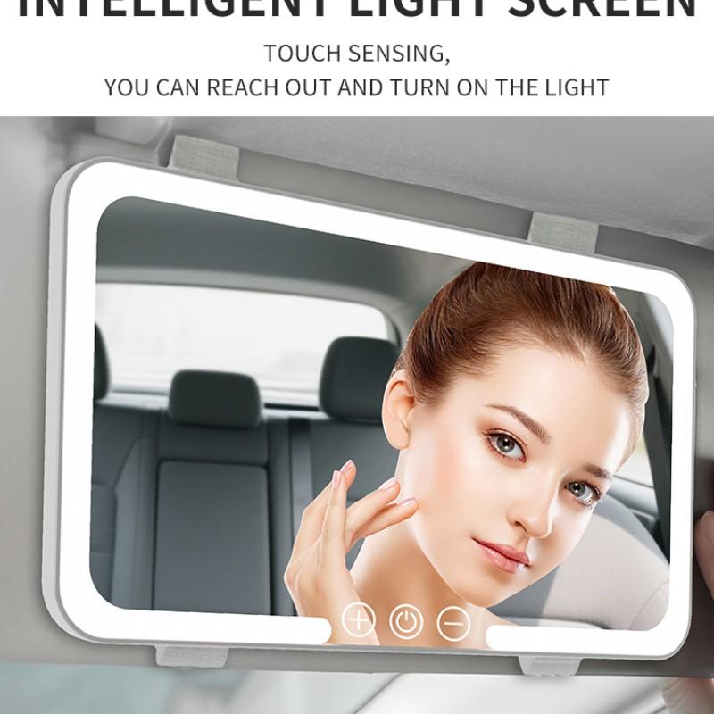 Car Sun Visor Makeup Mirror with 3 LED Lights, Rechargeable Touch-Control Dimmable, Travel Vanity Mirror, Great Gift for Friends