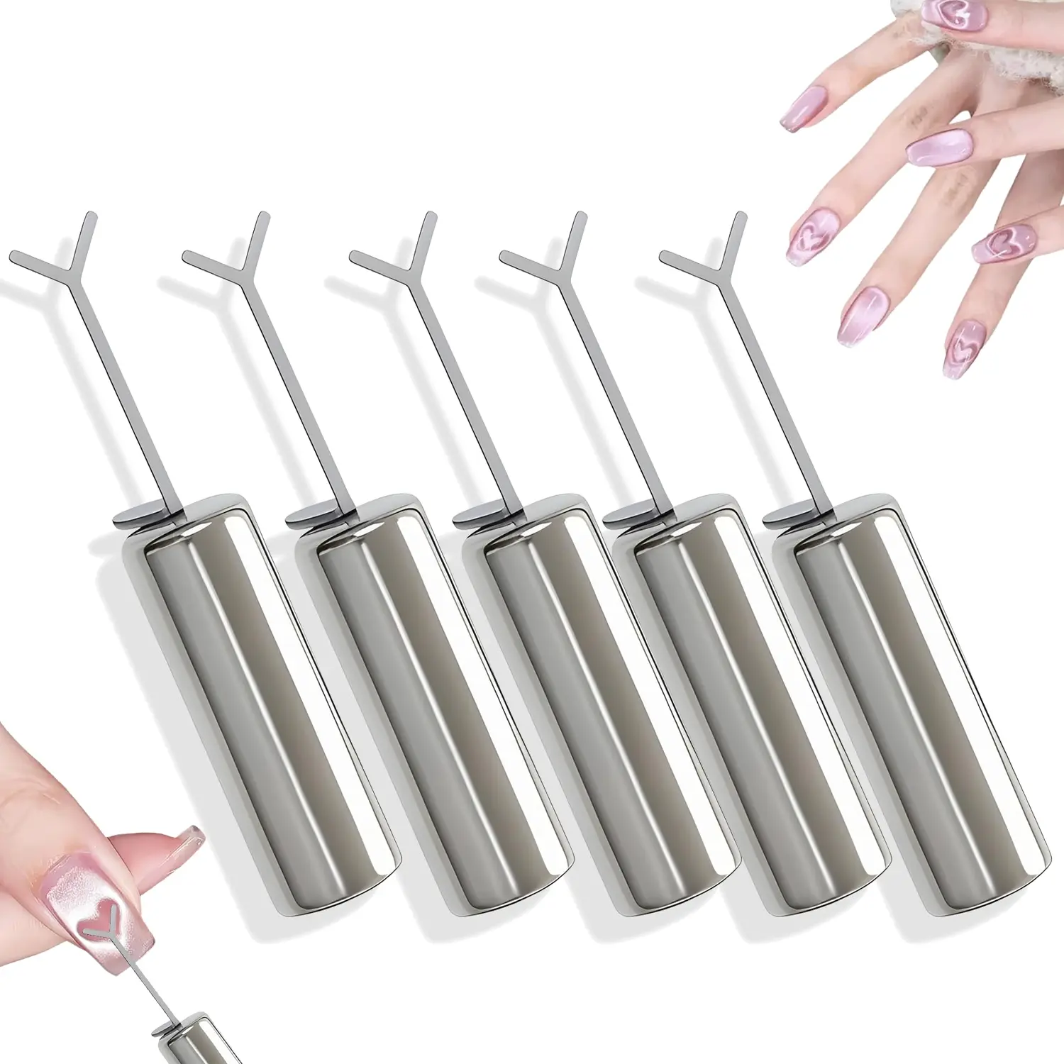 Nail Art Heart Cat Eye Y-Shaped Magnet Strip Set, Special Magnetic Tool for Cat Eye Gel Polish, Multifunctional Cat Eye Gel Magnet, Essential Magnet Series for Nail Art DIY Manicure
