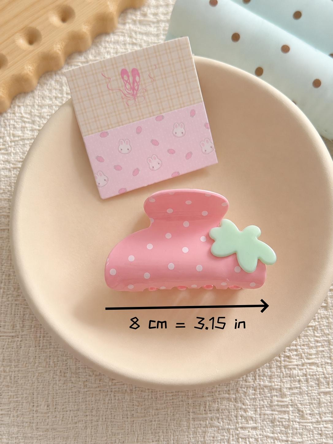 2PCS Strawberry Hair Claw Clips for Women | Cute Polka Dot Hair Claws | Strong Hold Hair Clips | Kawaii Hair Accessories | Hair Clip Set