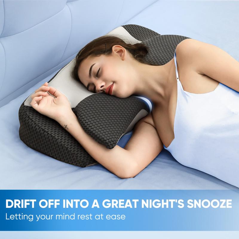 28" Extra Wide Ultra Comfortable Neck Pillow, 2 Contoured Heights for Side Sleepers, High-Quality Ergonomic Memory Foam Pillow for Sleeping, Washable and Breathable Cover, Suitable for Back and Stomach Sleepers, Valentine's Day