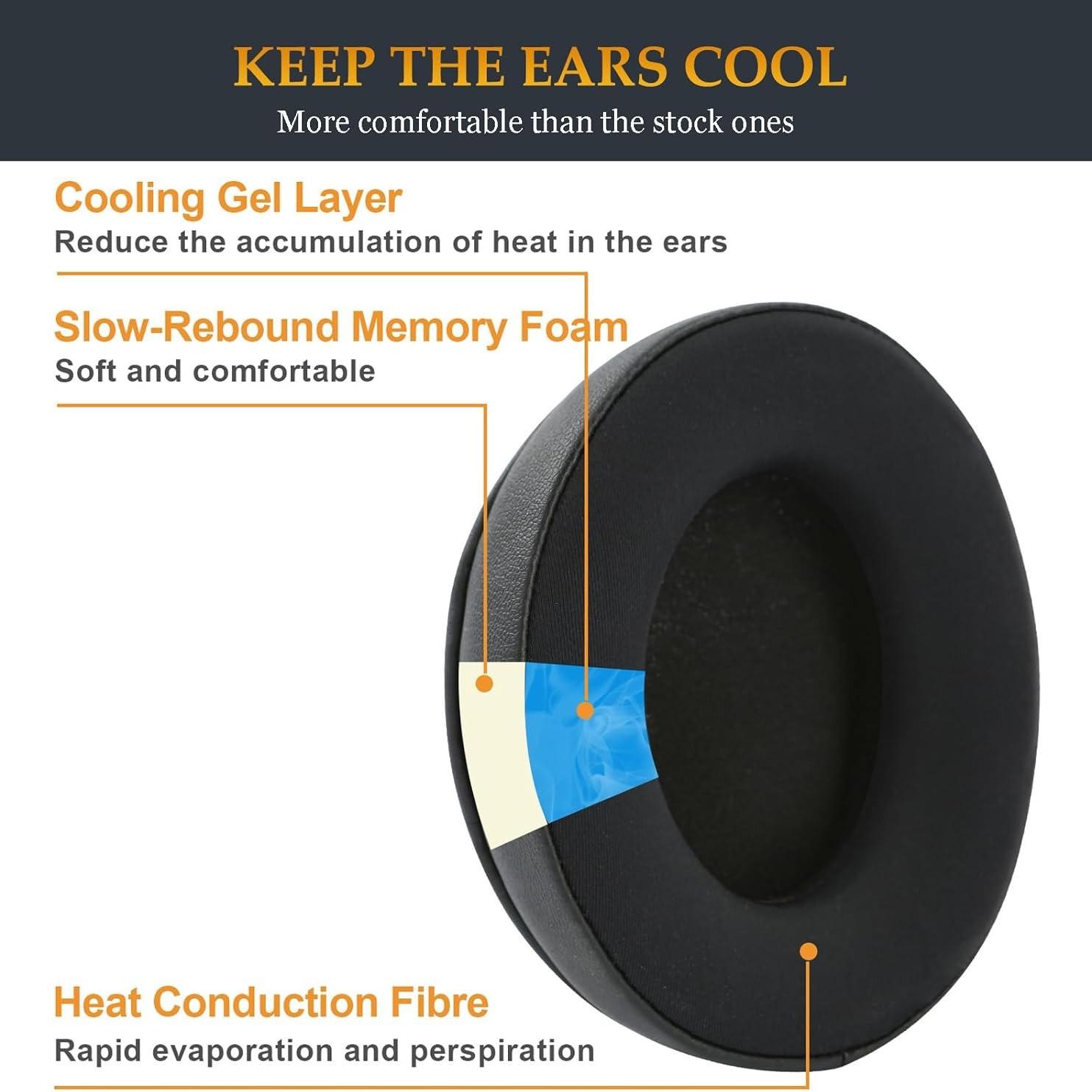 Ath M50x Earpads Cooling Gel Ear Cushions, Upgraded Earcups Replacement for Audio Technica, Steelseries, Hyperx Headphones