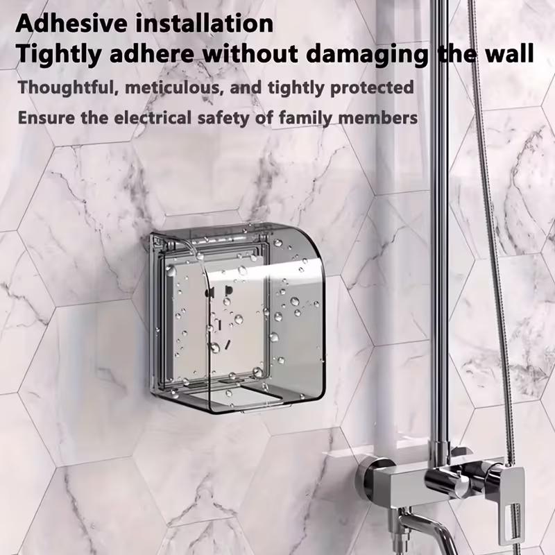 Waterproof Self-Adhesive Socket Box, High-Line Switch Cover, No Drilling Splashproof Outlet Protector, Bathroom Power Plug Holder