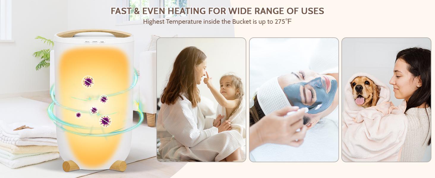 Keenray Towel Warmer for Bathroom, Luxury Towel Warmer Bucket with Timer, LED Display for Time and Temperature, Delay Time Up to 24 Hours, Child Lock, Hot Towel Heater, Gifts for Mom,Dad,Him,Her, Grey