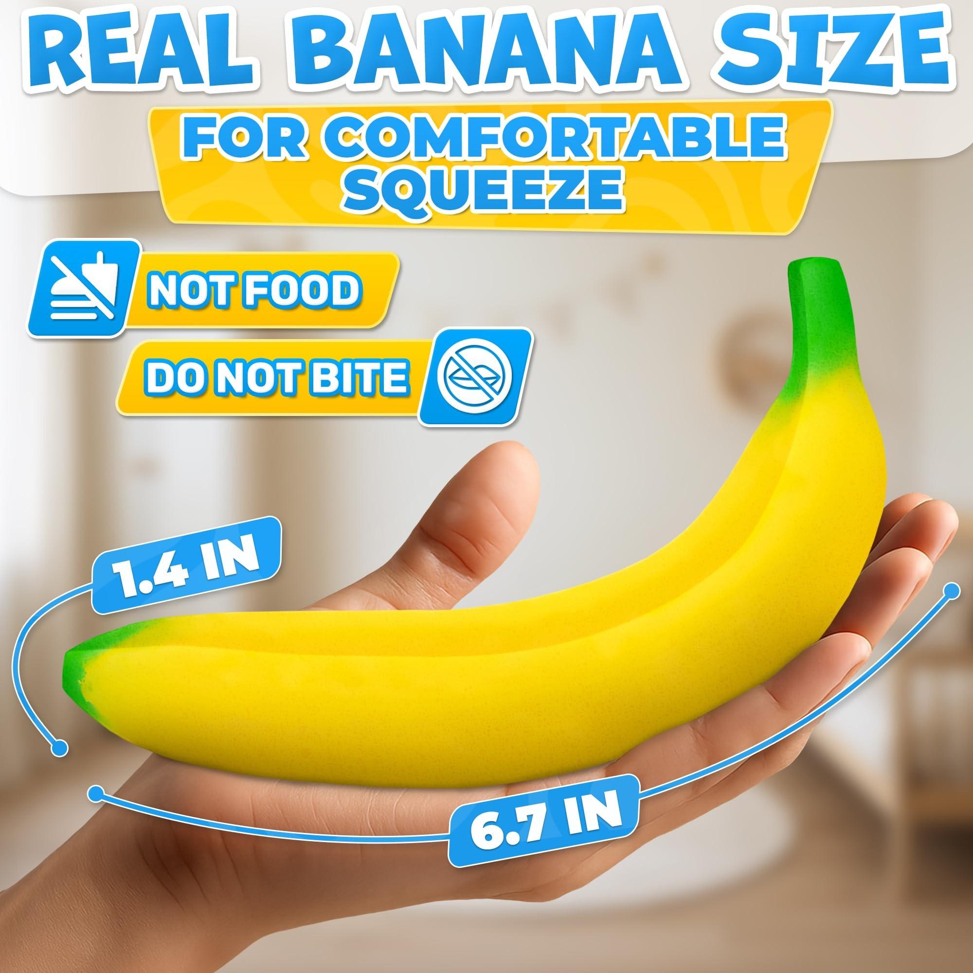 Banana Stress Relief Fidget Toy, Stress Relief Fidgeting, 6.7 X 1.4 Inch Soft PU Foam Desk Accessory, Lightweight Squeeze Fidget Toy for Adults, Novel Office Decor and Relaxation Tool