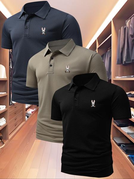 Men's High-End Golf Polo Shirt, Summer Casual Fitted Short Sleeve Top with Quick-Dry Fabric, Outdoor Sports & Leisure Wear, Perfect Birthday Gift, Golf Casual Style!