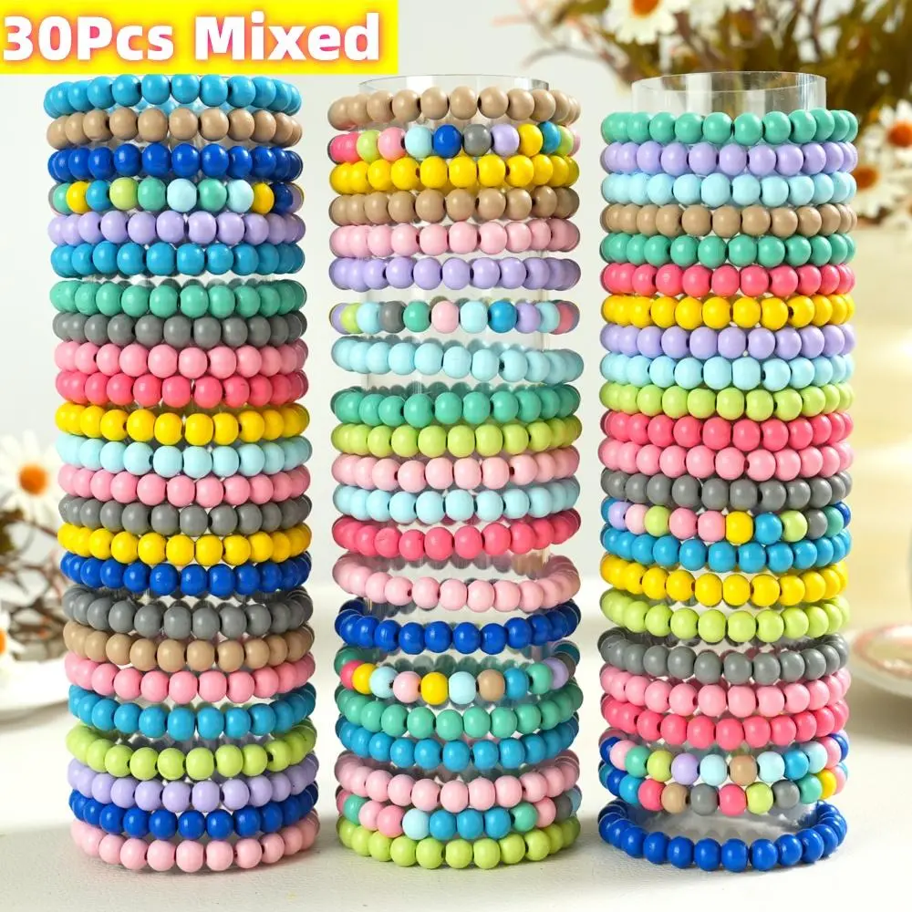 30pcs Colorful Wooden Bead Bracelet Set, Boho-Chic Style, Ideal for Casual Attire & Gift-Giving, Rustic Vintage Fashion Accessory for Men and Women, Perfect Christmas Present