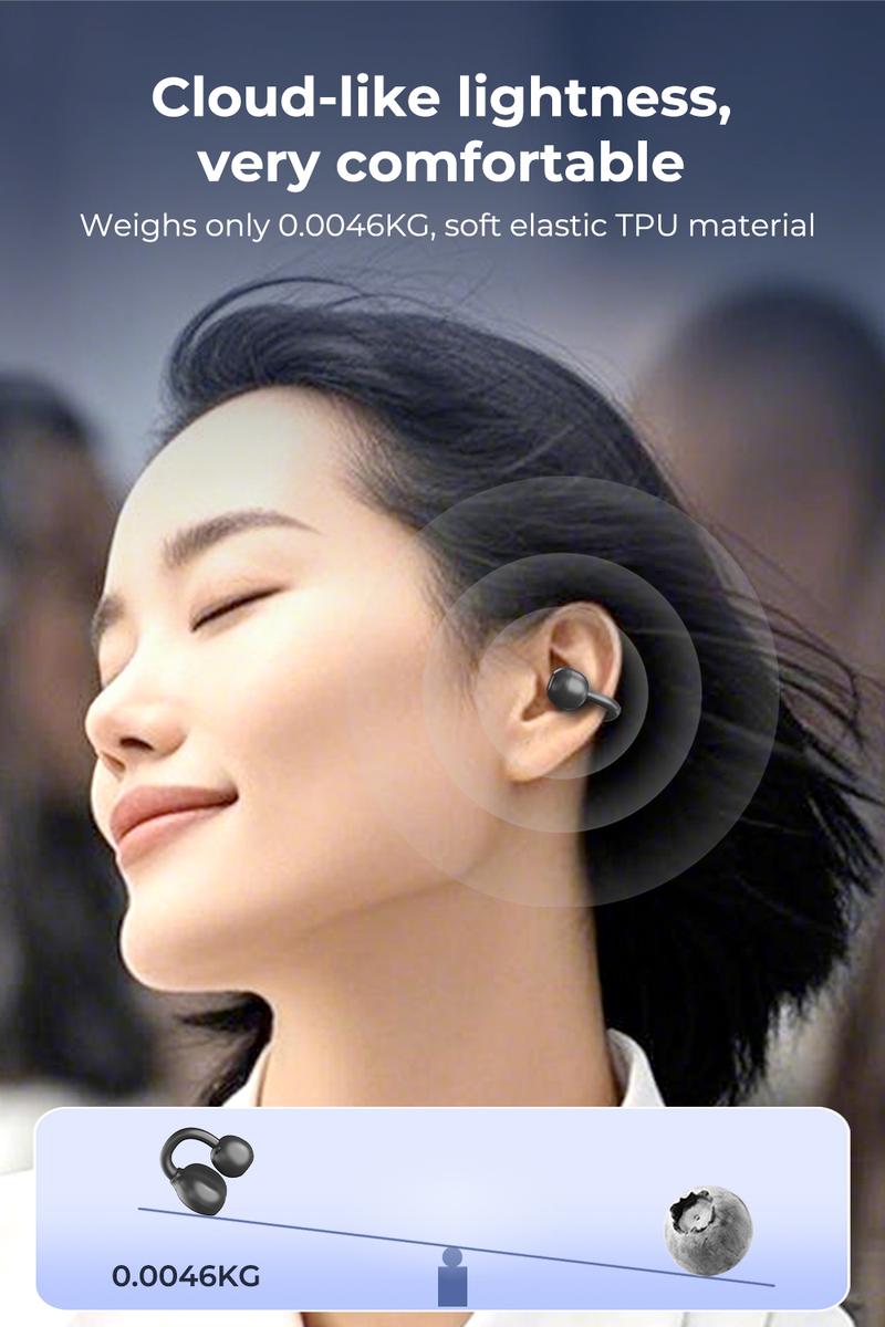 ERAZER XF50 AI Translation Earphones, Hi Fi Sound Quality, 134 Language Translations, Ultra Light Wear, IPX5 Anti Sweat, Waterproof, Stable and Durable Clip on Earphone Strap APP Suitable for Travel and Learning