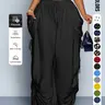 Plus Size Women's Casual Loose-Fit High Waist Wide Leg Pants, All-Season Woven Fabric, Long Plain Design, Daily Commute & Vacation Wear