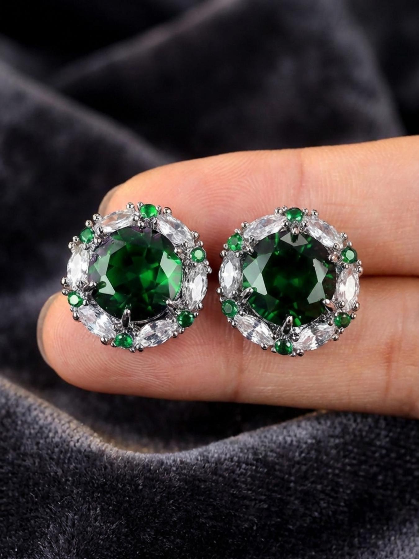 Elegant Zirconia Round Stud Earrings, Luxurious Crystal Ear Jewelry, Fashionable High-End Accessory for Women, Perfect Gift Idea