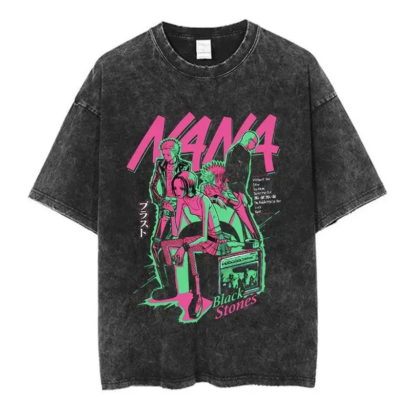 Vintage washed cotton retro character graphic t shirt adult unisex oversized short sleeve soft breathable casual streetwear crew neck top comfortable pure cotton fabric suitable for summer daily outdoor leisure wear for men and women