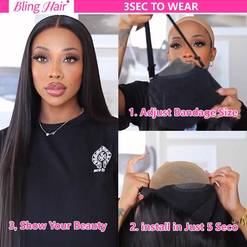 Bling Hair Wear and Go Easy Wear Glueless Bone Straight Human Hair Wig 9x6 7x5 Skinlike HD Lace Closure Straight Pre Cut Pre Plucked 5x5 6x4 Hd Lace for Black Women 180 Density TikTokShopHolidayHaul