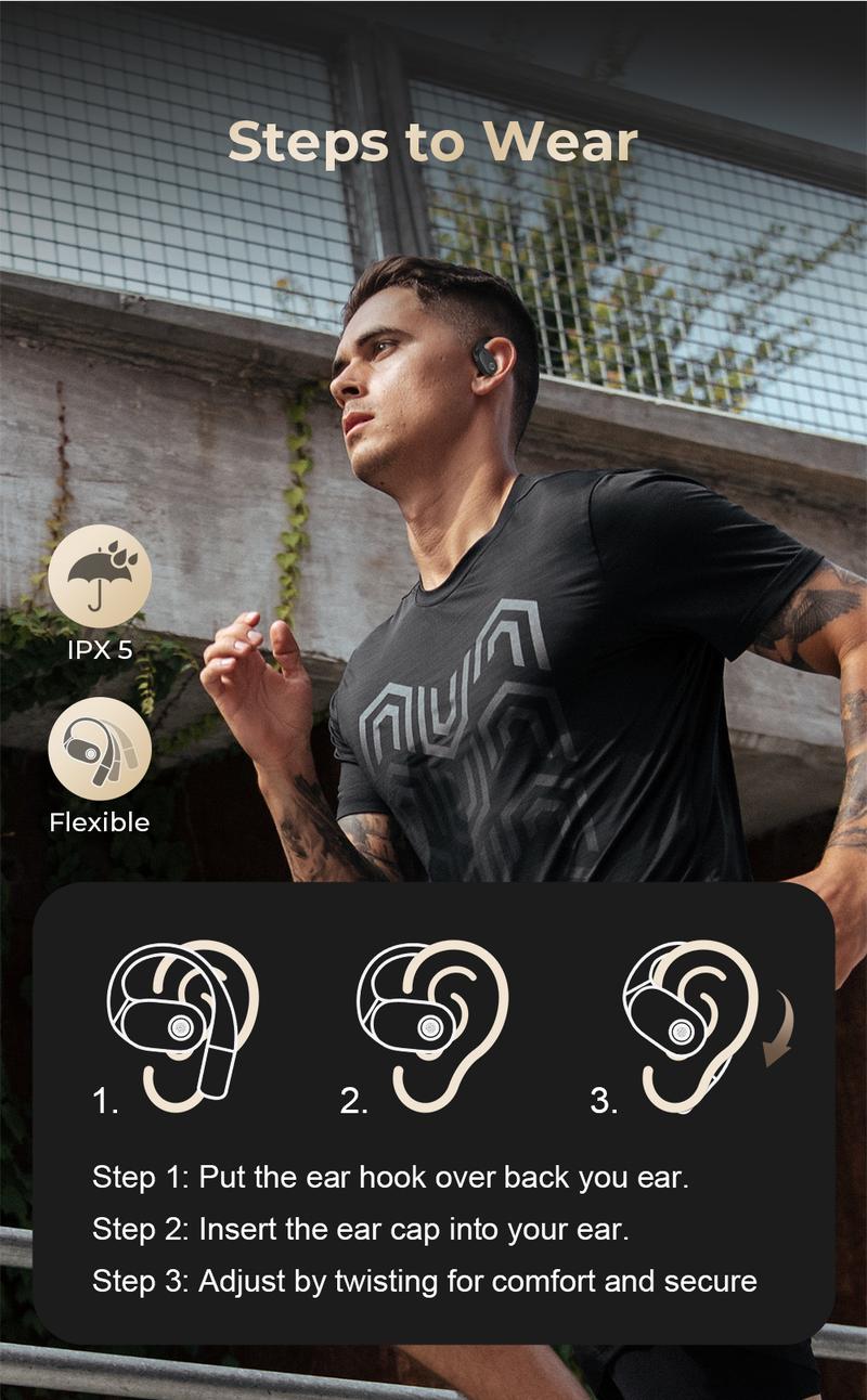 MINISO MS150 True Wireless Hanging Ear Bluetooth 5.4 headphone| HiFi Sound, Waterproof, Full Color Touch Screen, Noise Reduction, audio