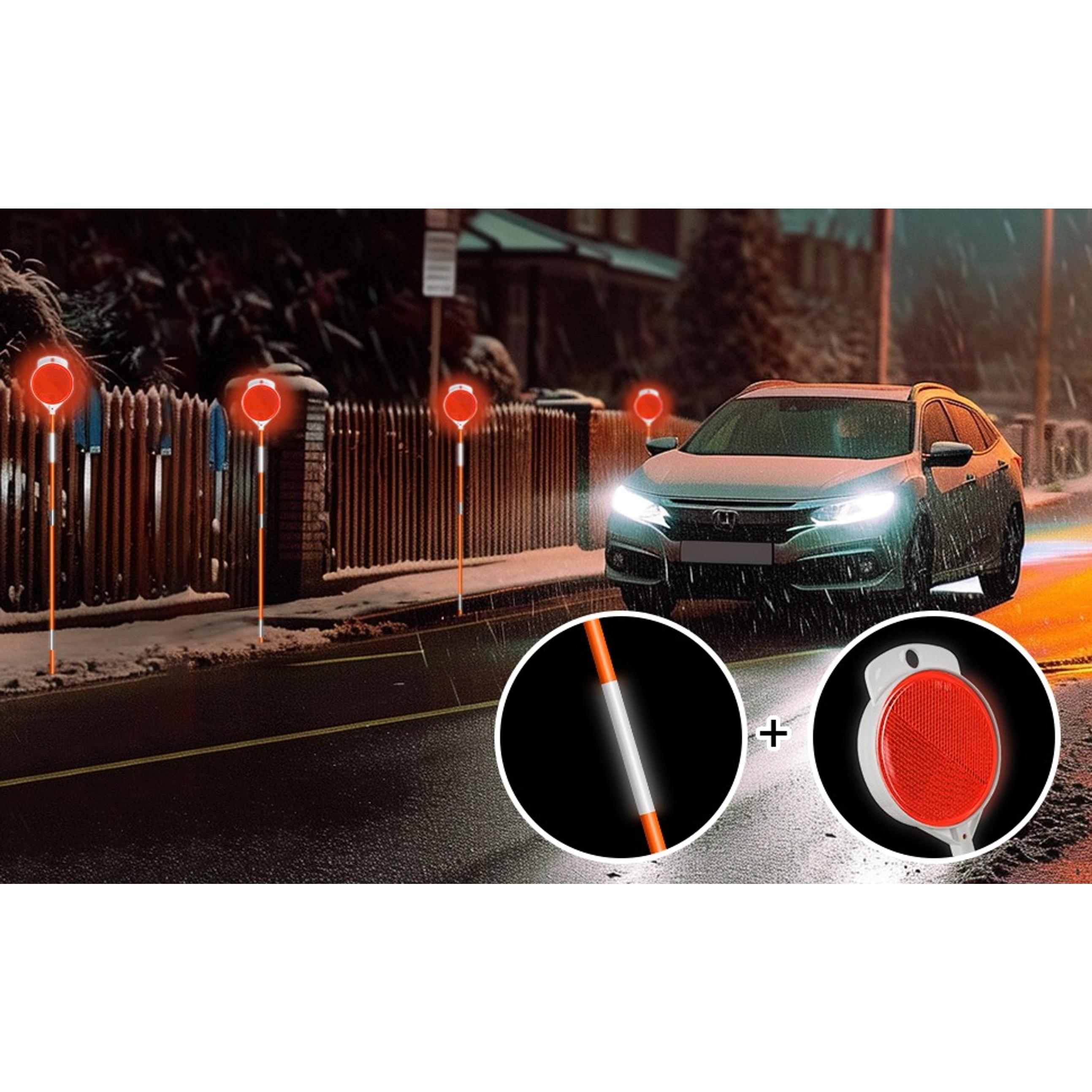 10 Pack 48 Inch Orange Fiberglass Reflective Driveway Markers with Double Sided Reflectors and Reflective Tape for Parking Lots, Walkways and SidewalksGift