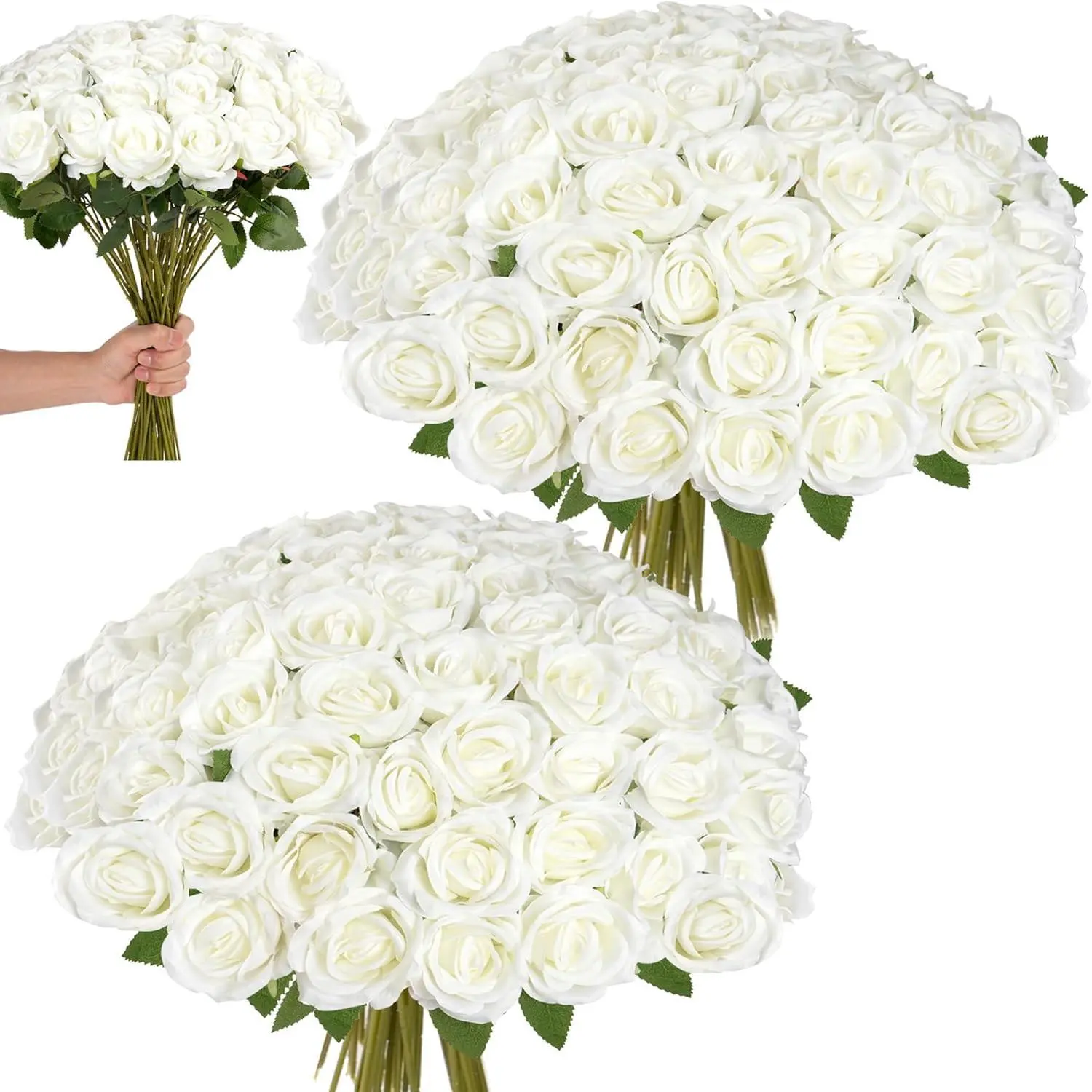 【Clearance Sale | Limited Quantities】AnYa 12/24/48 Pcs Romantic Classic Rose Premium Full Plump Realistic Look Long-Stem Silky Velvet Faux Bouquet Flowers, Decorative Ornaments, Women's Gifts, Indoor Outdoor Home Decor for DIY Wedding Centerpieces, Specia