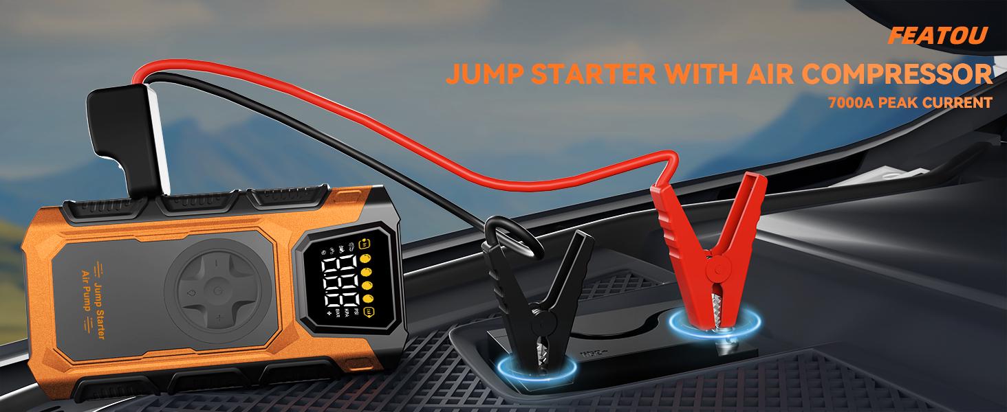 13800hAm the 10 in 1 the 7000A Car Jump Starter with Air Compressor,Battery Jumper Starter Portable with 150PSI Tire Inflator 12V Jump Box with LCD Display,Flashlight,Storage Case (Up 11.0L Gas/9.0L Diesel Engine