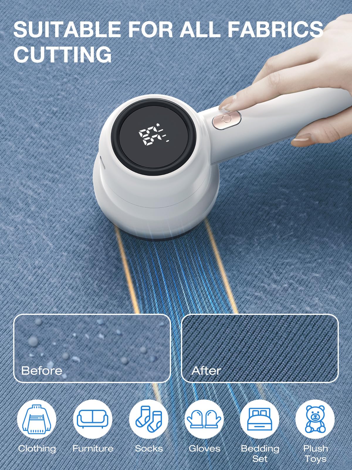 Rechargeable Fabric Shaver Electric Lint Remover with LED Display & Large Capacity Container 3-Settings Control Shaver Easy-to-Grip Handle High-End Color Matching ,Efficient Sweater and Lint Shaver for Clothes