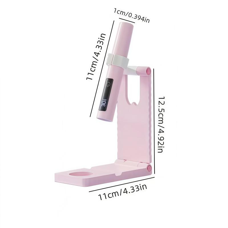 Mini portable LED nail light + stand, equipped with digital display, USB rechargeable lithium battery, compact design, suitable for home and travel, it is the perfect gift for nail care