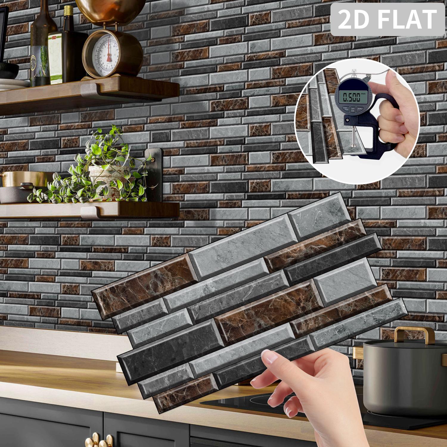 24pcs Marble Tile Stickers, Brick Shaped Patterns, Self-Adhesive Waterproof, Strong Adhesion, Ideal Choice For Rooms, Living Rooms, Kitchens, Corridors