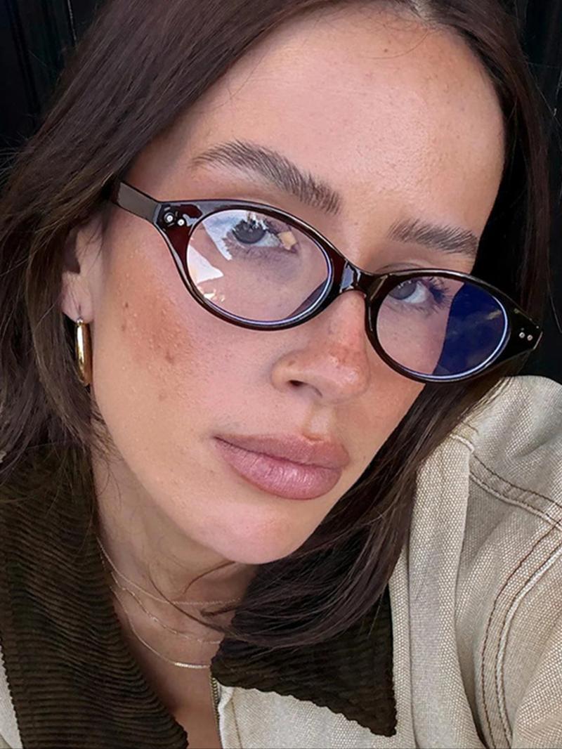 Vintage Oval Frame Women's Flat Mirror, Perfect for Back-To-School, College Style, Daily Use, Retro Look, Stylish Accessory