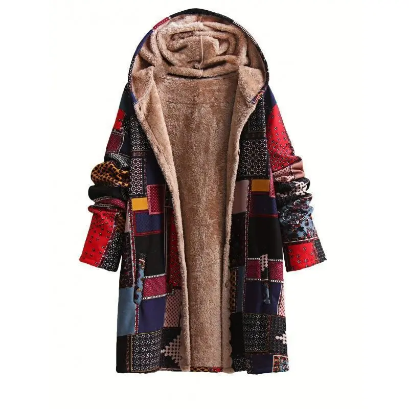 Women's Hooded Warm Plush Jacket with Hood, Plus Size Sweatshirt