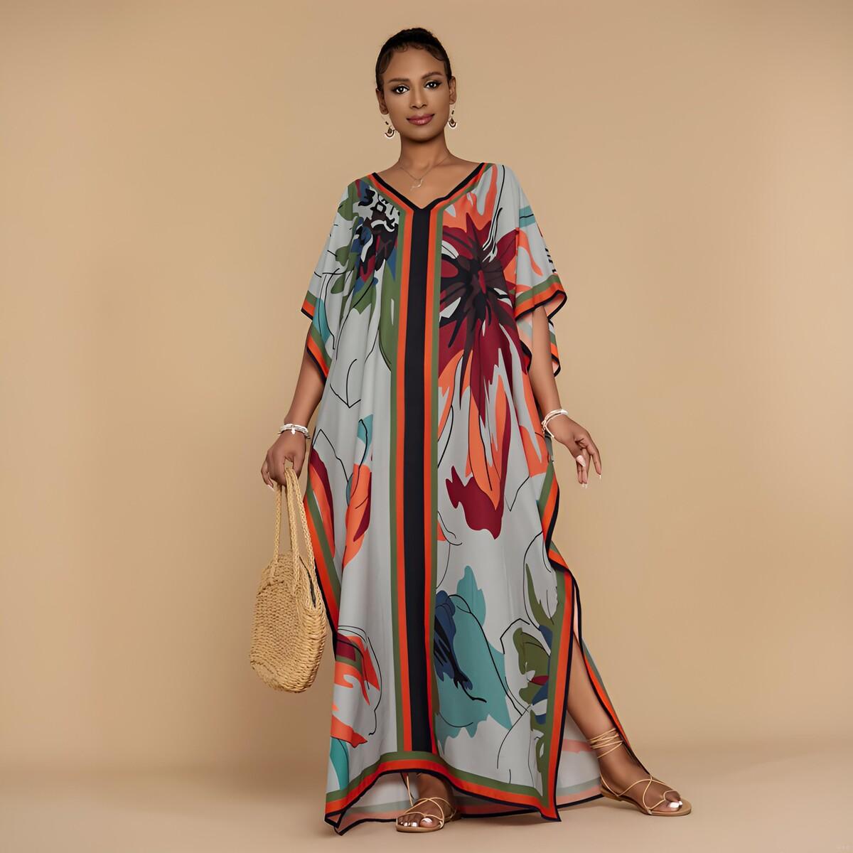 Bsubseach Kaftan Dresses for Women Plus Size Beach Swimsuit Cover Up V Neck Caftan Dress Loungewear