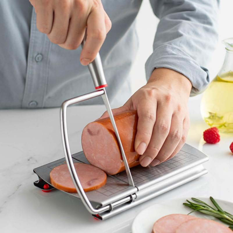 1 Pack Stainless Steel Butter Cutting Board, Handheld Cheese Slicer Board, Vegetable and Sausage Cutter, Multipurpose Kitchen Tool for Cutting Cheese Butter Sausage and Fruits