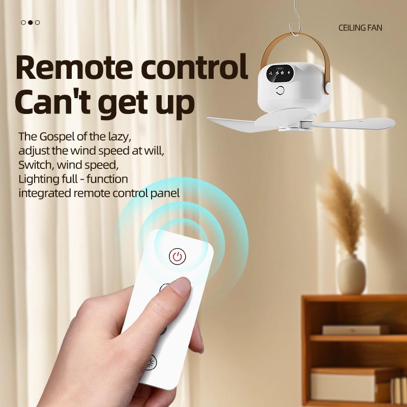Rechargeable LED Ceiling Fan with Remote Control, Light sound big wind, Portable Battery Powered Fan, USB Charging, Led Lighting Fan, Ideal for Camping, Dorms, Home