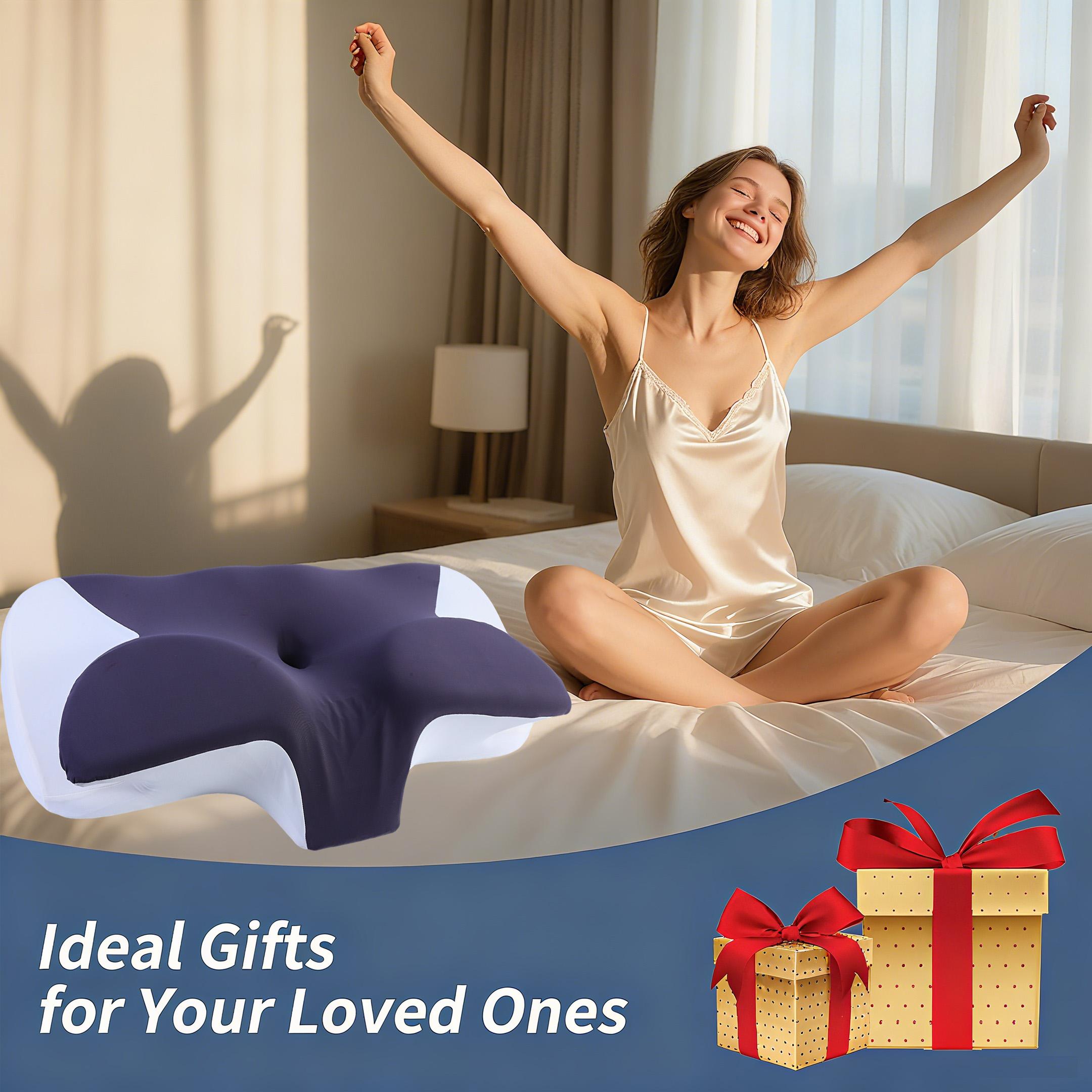Widened double-wing neck pillow with a cool, breathable design and a removable pillowcase. Available in two different heights. Enlarged armrests accommodate both supine and prone sleepers.Ergonomic memory foam pillow. Valentine's and Christmas gifts.