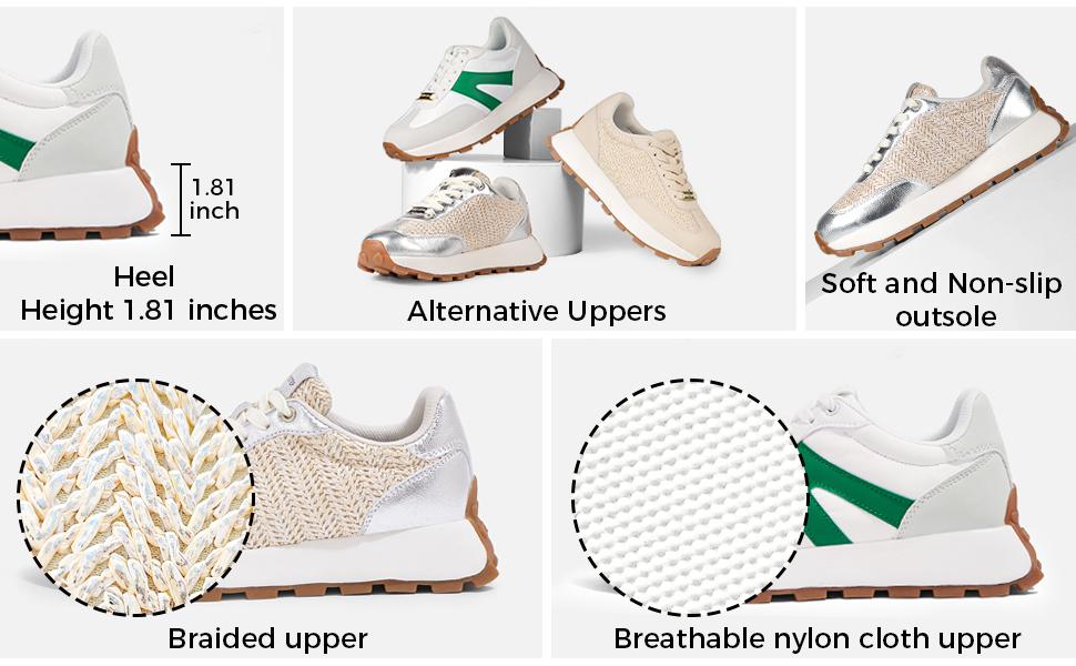 LUCKY STEP Women's Platform Fashion Sneakers Retro Classic Trainers Casual Lace-up Stylish Tennis Running Walking Shoes Stability Comfortable All-Day Wear