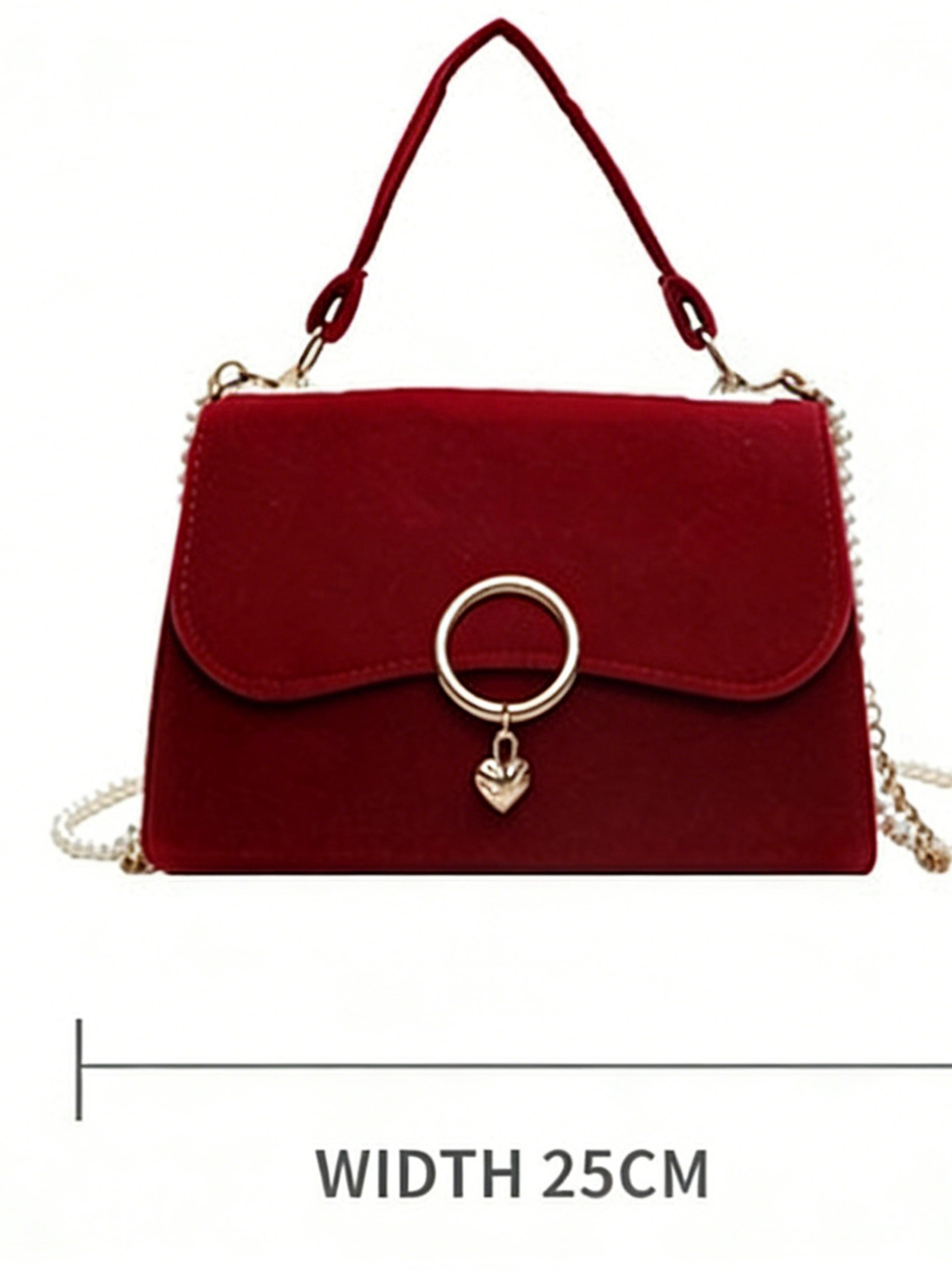 French Style New Vintage Sweet Wine Heart Handbag for Women, Trendy Fashion Accessory, Perfect for Daily Use and Special Occasions