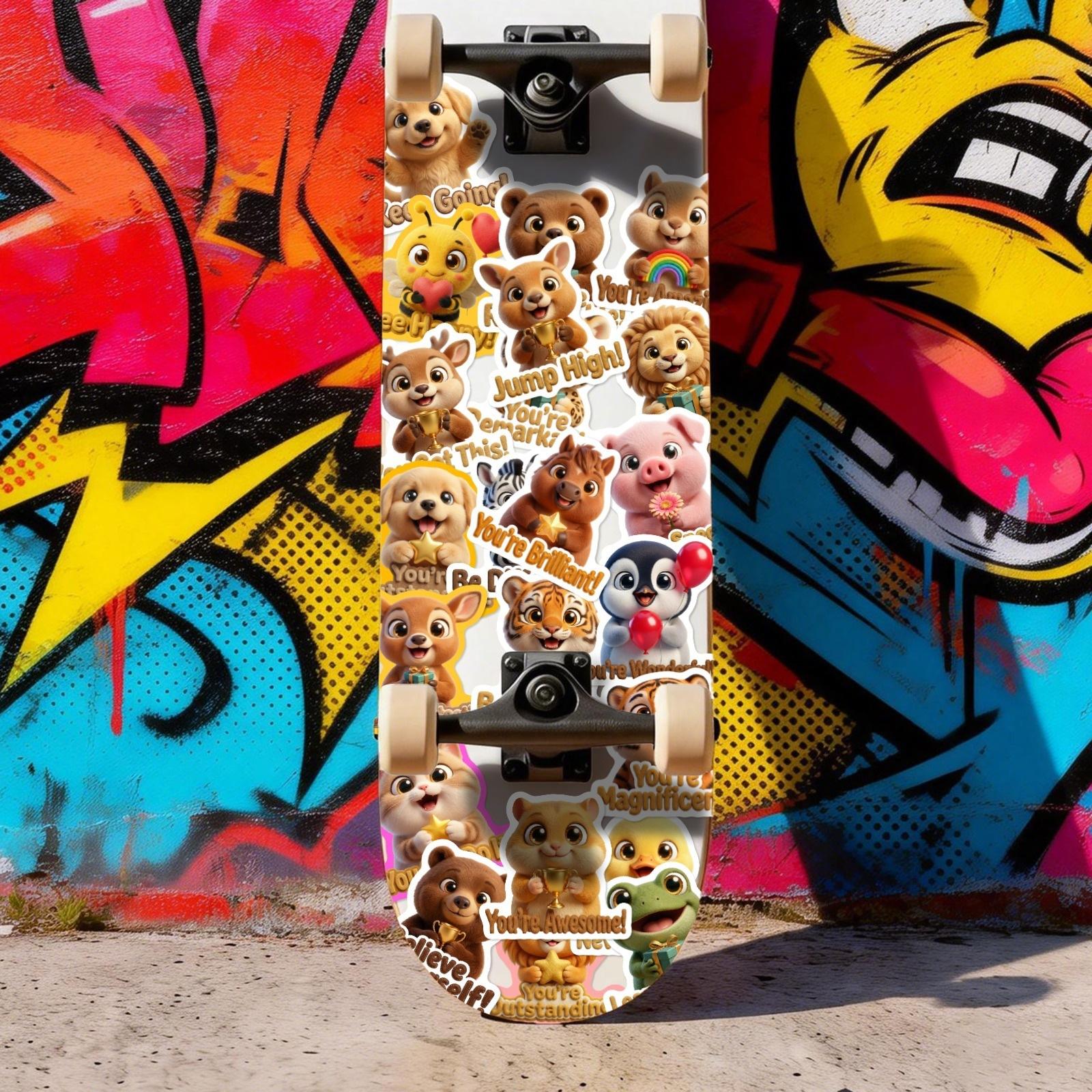 New 50-sheet set of 3D cartoon cute and adorable pet positive slogan stickers for waterproof cups and notebook decorative stickers