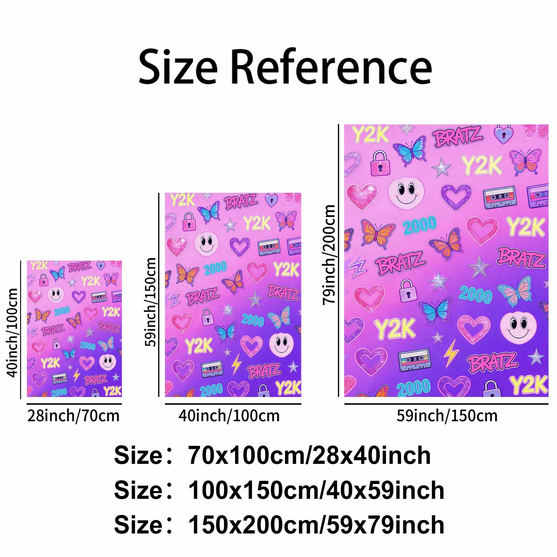 Bratz Y2K Flannel Blanket, Retro Cassette Butterfly Print Blanket, Office Nap Blanket, Multi-Use Blanket, Suitable For Bedroom Bedding Sofa Nap Drama Watching Throw, All-Season Use