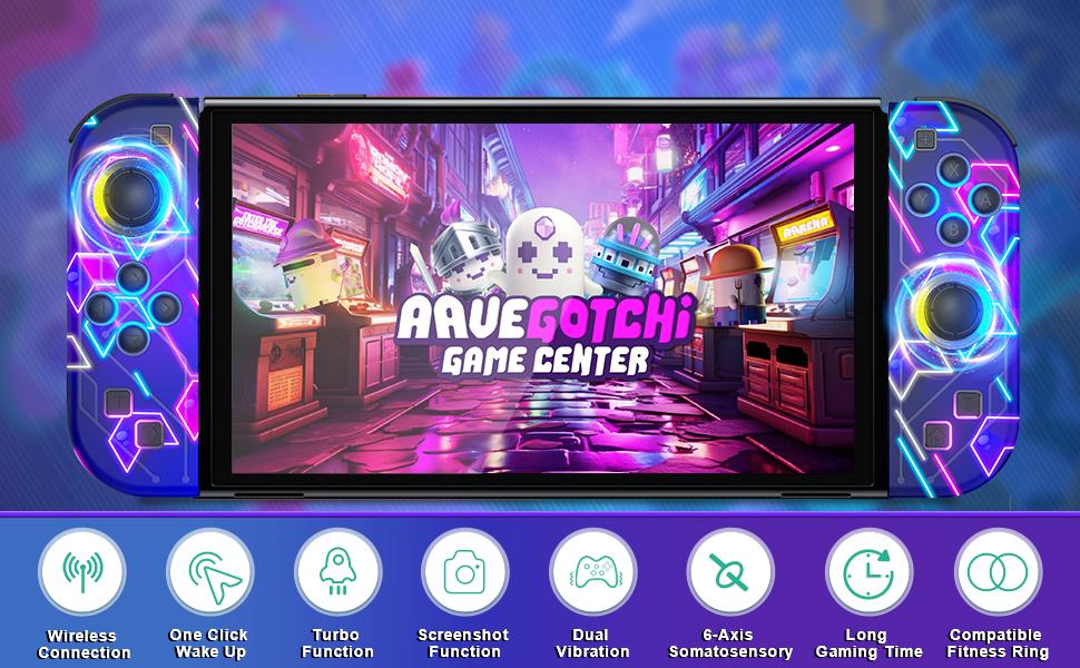 Switch Controller for Nintendo Switch, Switch Controller Joycon (L/R) with RGB Light Compatible with Nintendo Switch/ Switch Lite /Switch OLED