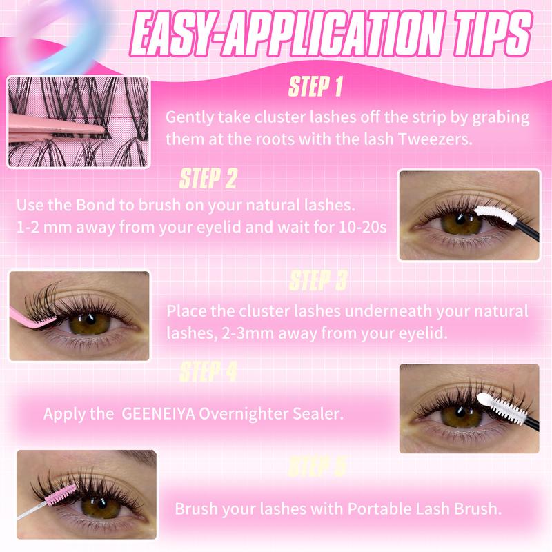 Geeneiya VENUS Lashes Waterproof DIY Lash Extension Kit, 8-14MM Wispy Lash Clusters Kit, Ultra-thin Soft Band Eyelash Extension Kit with Lash Bond and Seal, Professional Lash Remover, Tweezers for Girls Gift Makeup Cosmetic TikTokShopBlackFriday