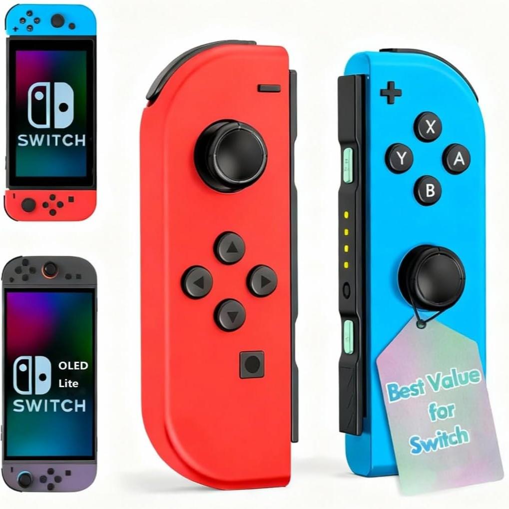 Wireless Controller for Game Handheld, Compatible with Switch Lite Oled, Dual Vibration Function, Cool Replacement Accessory