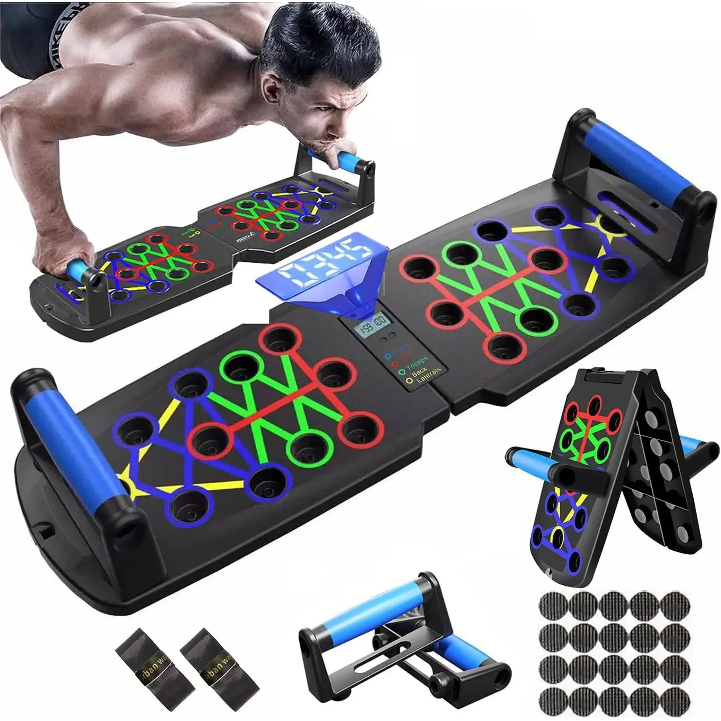 Push Up Board for Men, Foldable Pushup Bar with -In Counter