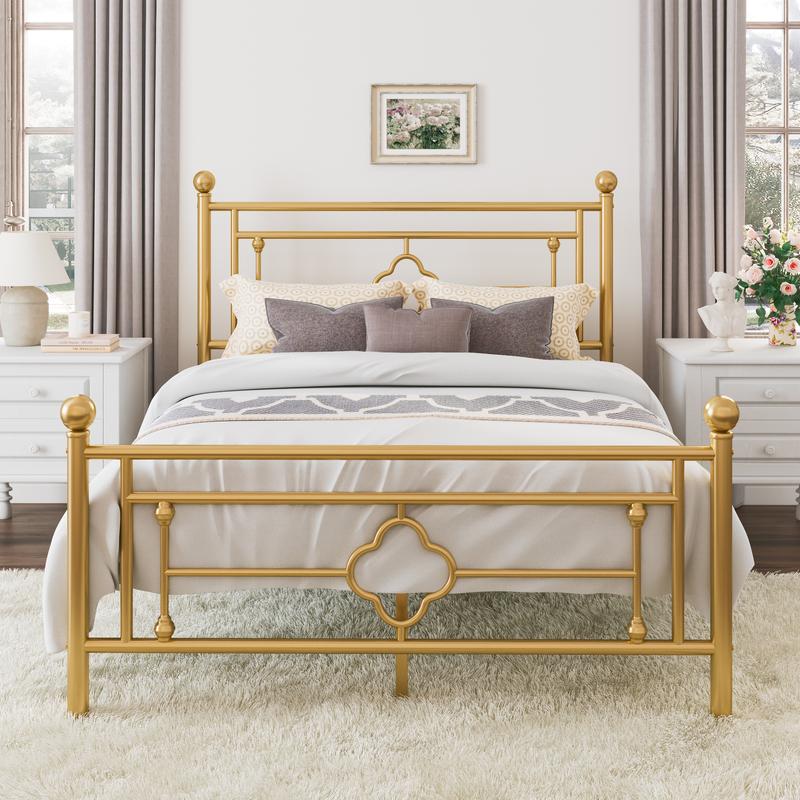 MUTICOR 14in Metal Platform Bed Frame,Vintage Iron-Art Headboard【Frame Only No Mattress】Metal Slats Support Bed Base for Storage,No Box Spring Needed,Full/King/Queen Size Bed Frame#TikTokShopBlackFriday #ChristmasGifts